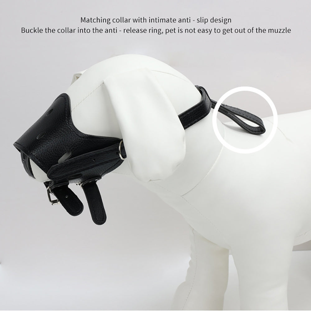 Leather Dog Muzzle Adjustable Breathable Secure