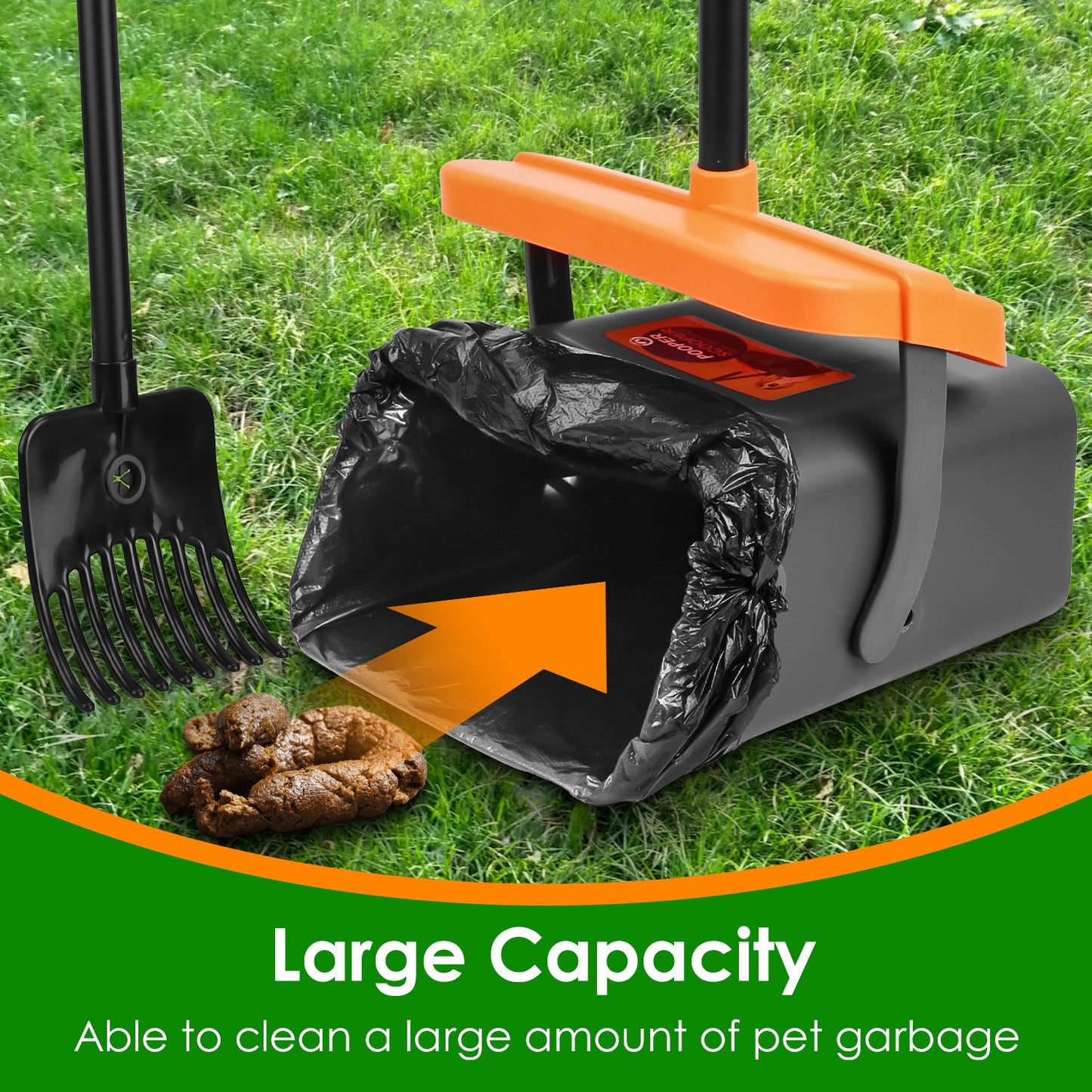 Dog Pooper Scooper Set with Rake & Bag Dispenser