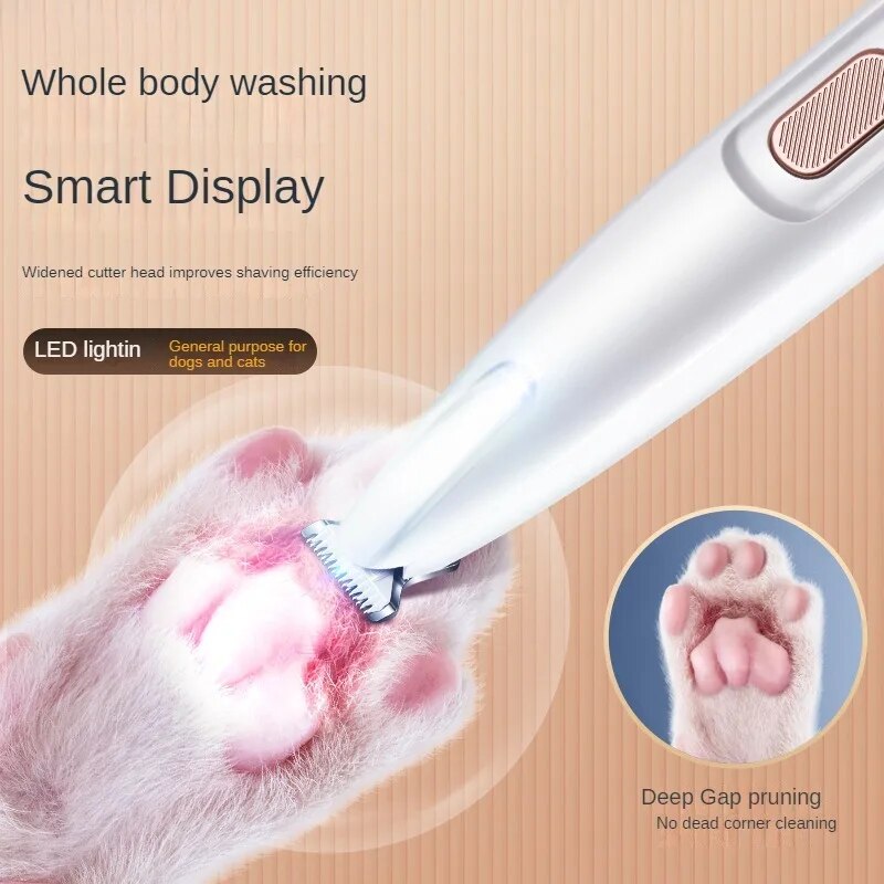 Waterproof LED Dog Paw Hair Trimmer 18mm Blade