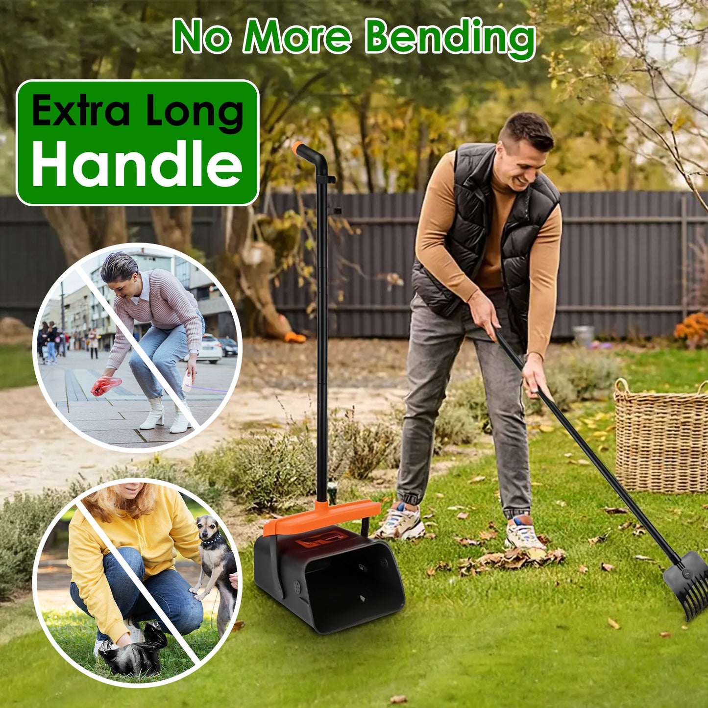 Dog Pooper Scooper Set with Rake & Bag Dispenser