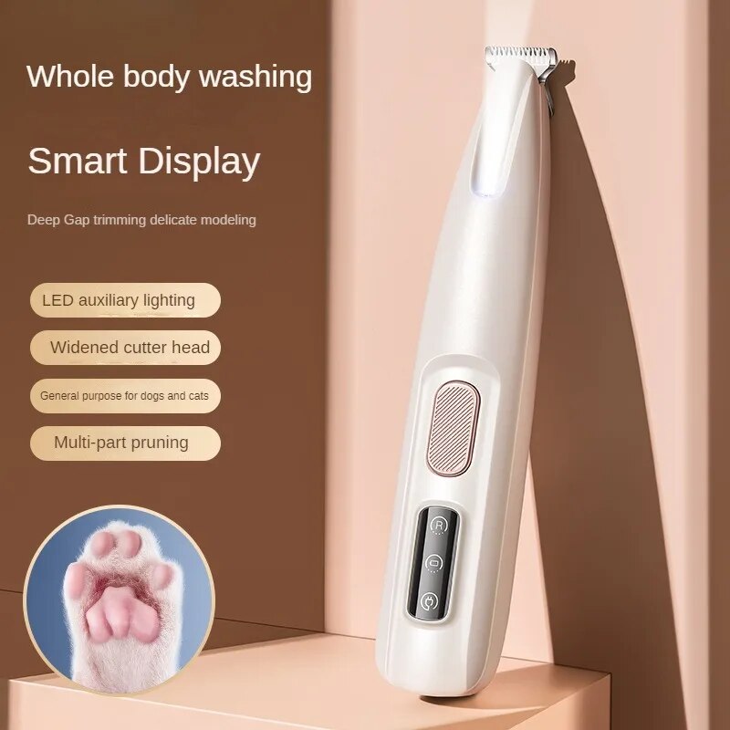 Waterproof LED Dog Paw Hair Trimmer 18mm Blade