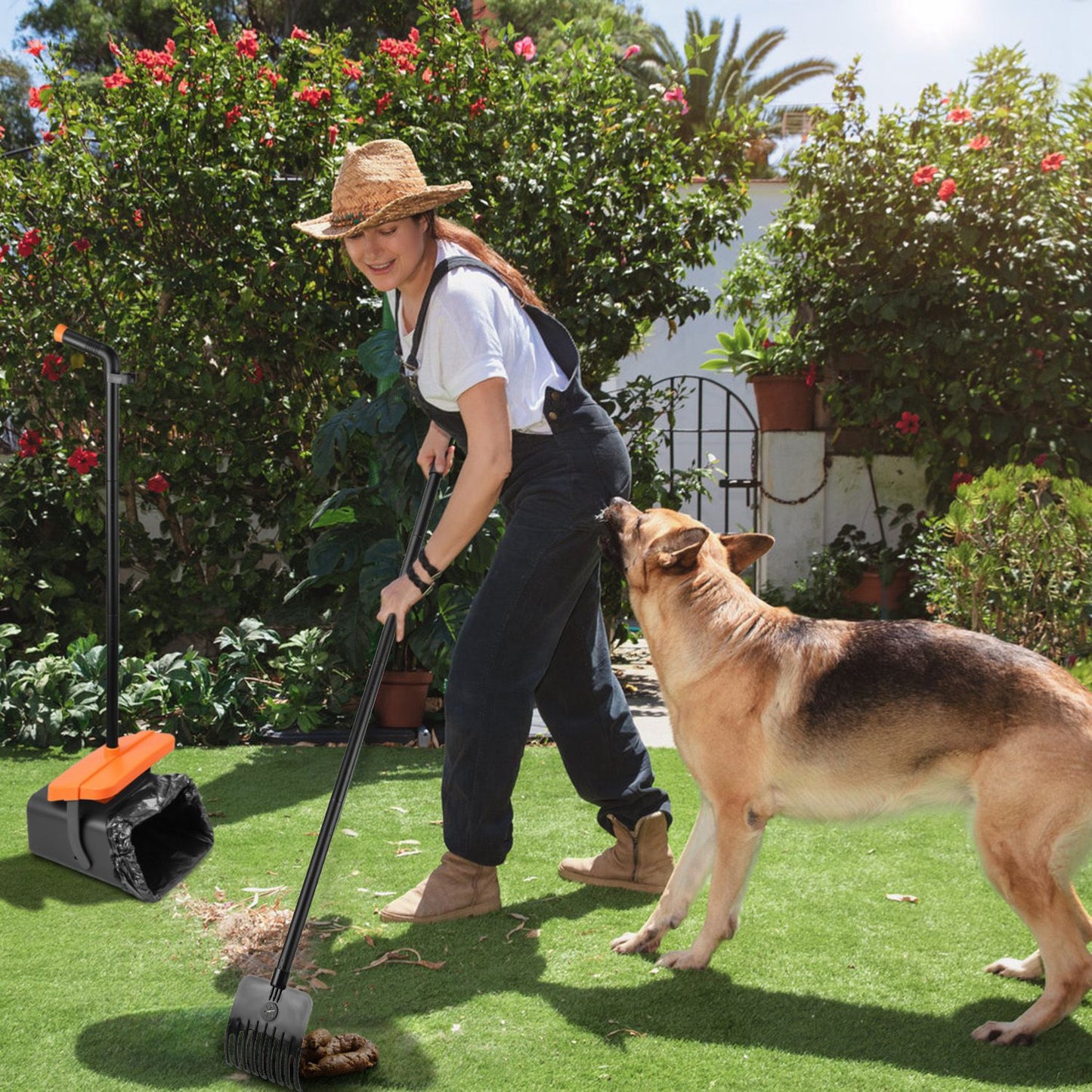 Dog Pooper Scooper Set with Rake & Bag Dispenser