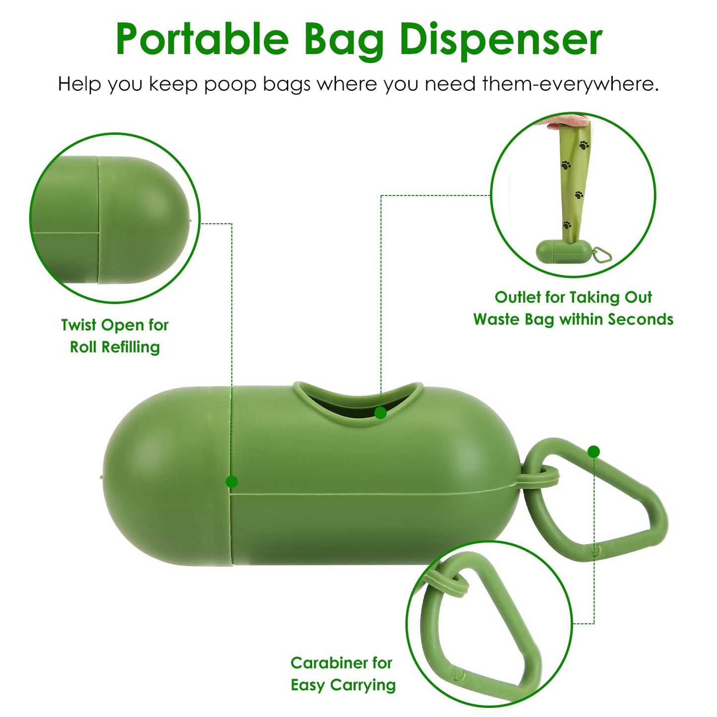 Dog Pooper Scooper Set with Rake & Bag Dispenser