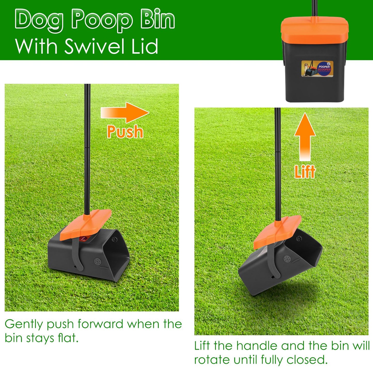 Dog Pooper Scooper Set with Rake & Bag Dispenser