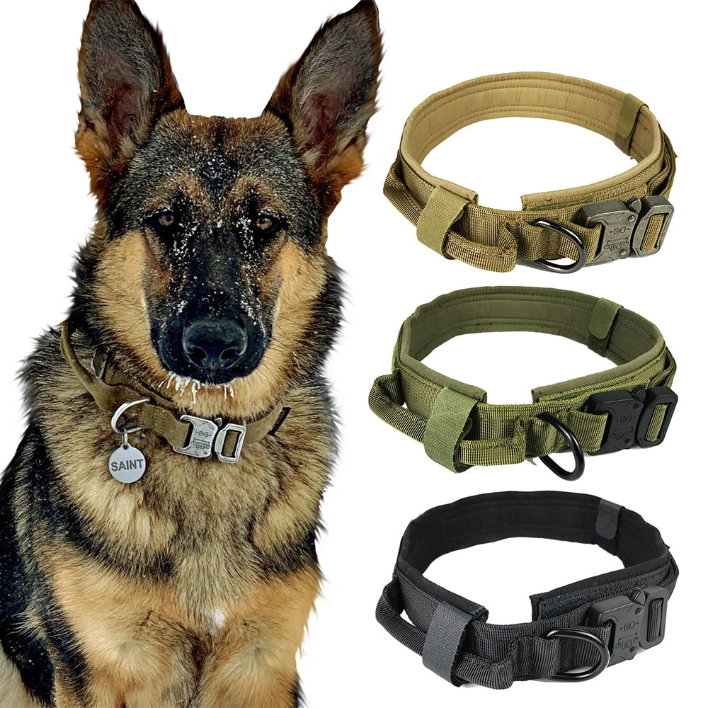 Dog Collar Nylon Adjustable Military Tactical Dog Collars Control Handle Training Pet Dog Cat Collar Pet Products
