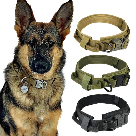 Dog Collar Nylon Adjustable Military Tactical Dog Collars Control Handle Training Pet Dog Cat Collar Pet Products