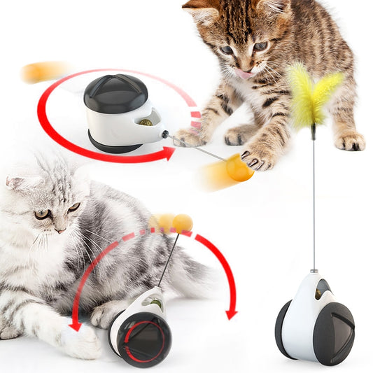 Tumbler Swing Toys for Cats Kitten Interactive Balance Car Cat Chasing Toy With Catnip Funny Pet Products